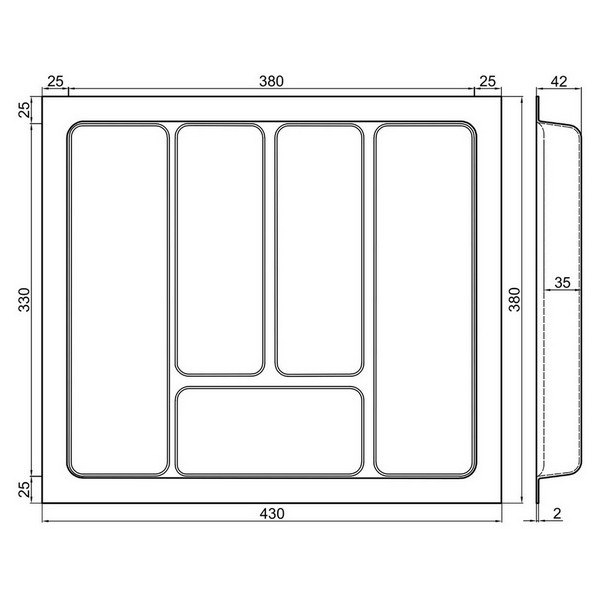 Лоток для столових приборів 500 білий Standard 40